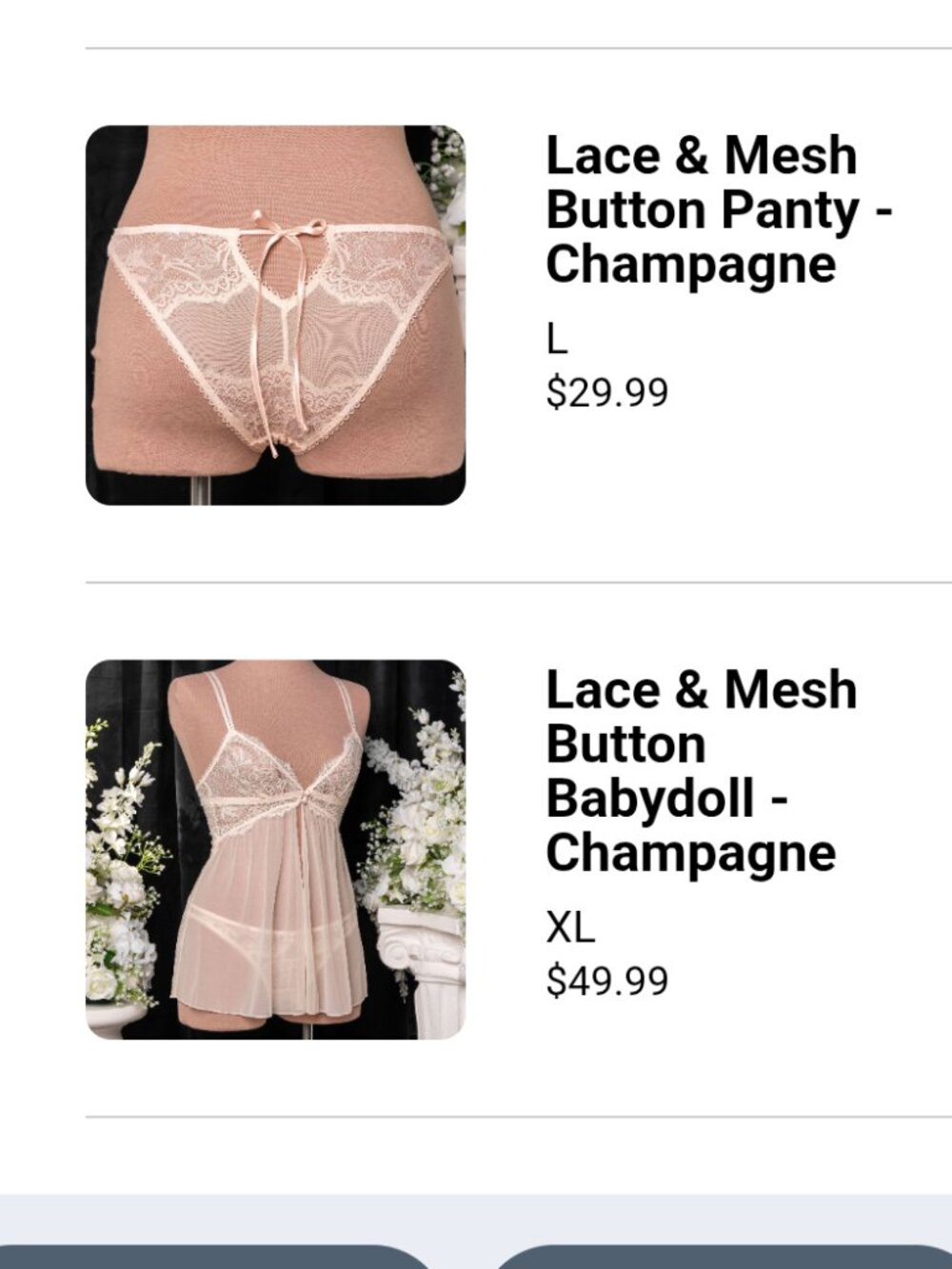 Mentionables lingerie set